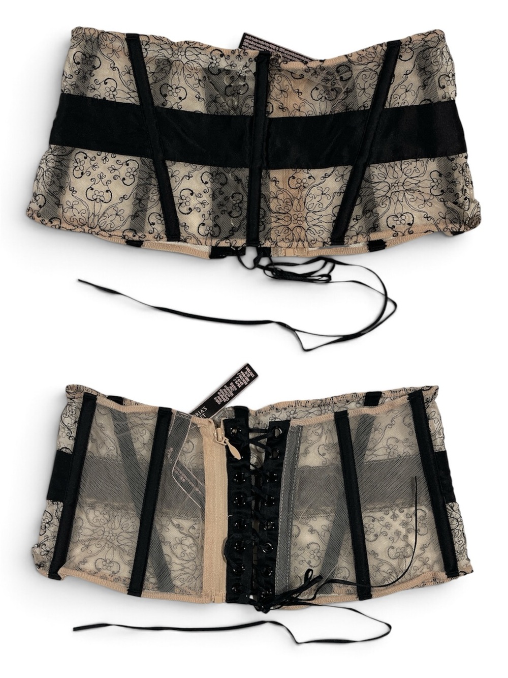 Victoria’s Secret Very Sexy Black Tan Floral Garter Belt | XS/S | NIP